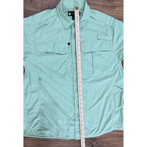Alaskan Hardgear AKHG Button Shirt Men’s L Green Snap Front Long Sleeve Fishing - Picture 7 of 11